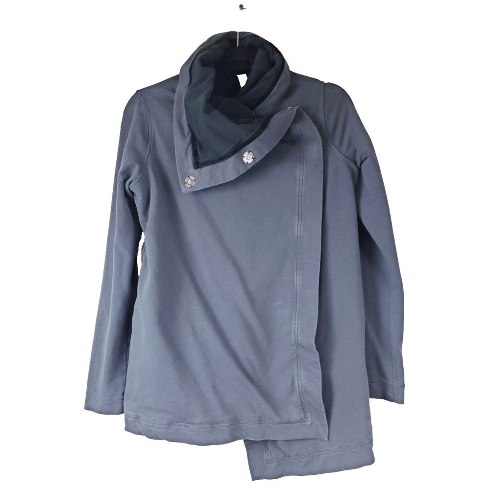 LULULEMON Women’s 4 Savasana‎ Wrap Jacket Gray Snap Front Cotton Yoga Sweatshirt